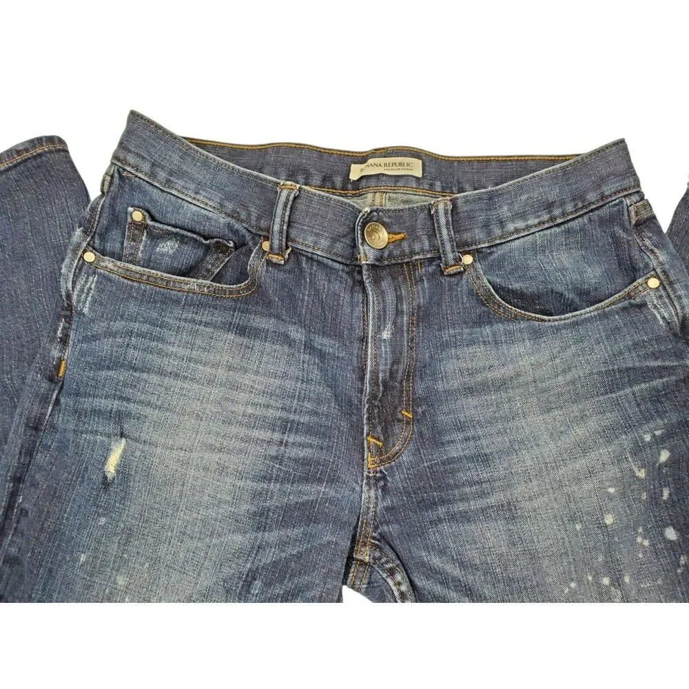 Banana Republic Womens 30 Boyfriend‎ Distressed Blue Jeans